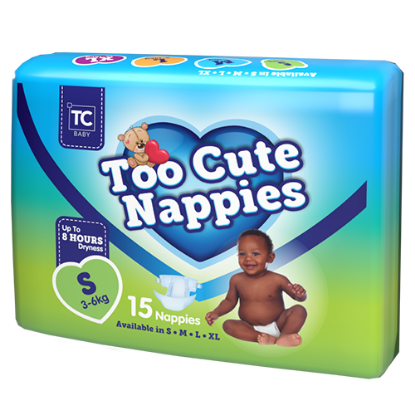 Show details for Too Cute Nappies 15s - Size S (3-6Kg) Picture of Too Cute Nappies 15s - Size S (3-6Kg)