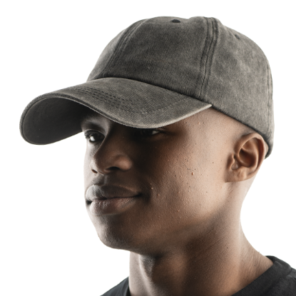 Berlin Men's Washed Peak Cap - Black Picture of Berlin Men's Washed Peak Cap - Black