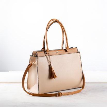 Show details for Tracey Satchel - Cream & Tan Picture of Tracey Satchel - Cream & Tan
